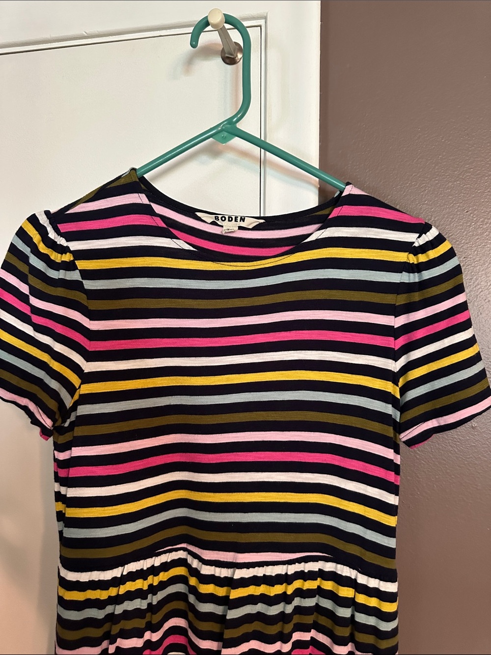 Boden Multicolor Striped Short Sleeve Dress